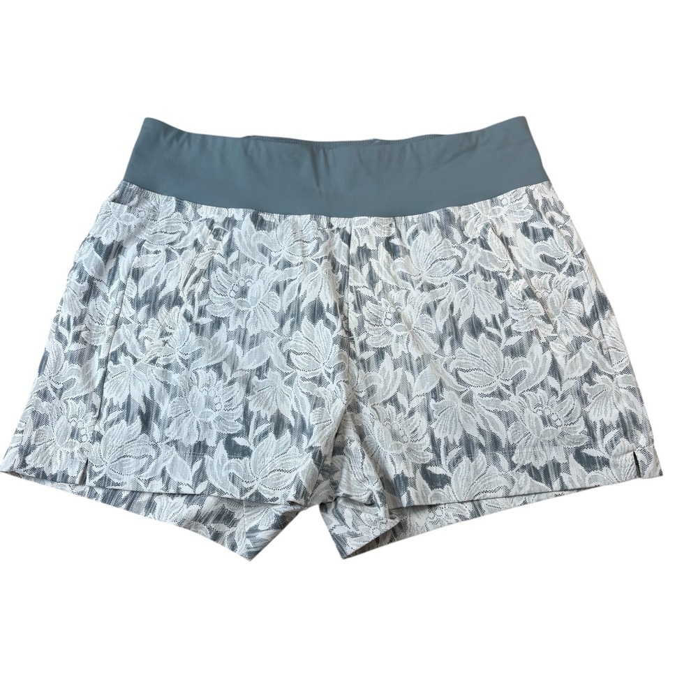 Athleta Trekkie North Short Lace Floral Overlay Athletic Shorts Women Size 10